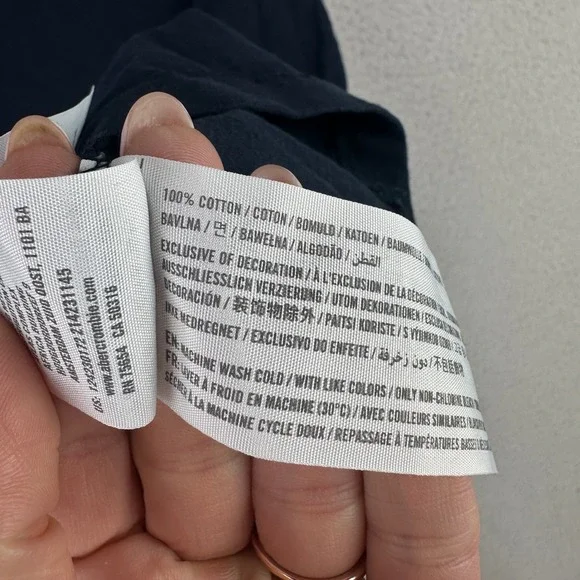 Abercrombie & Fitch V-Neck T-Shirt Mens L Navy Blue Cotton Nautical Peppy - Picture 4 of 7